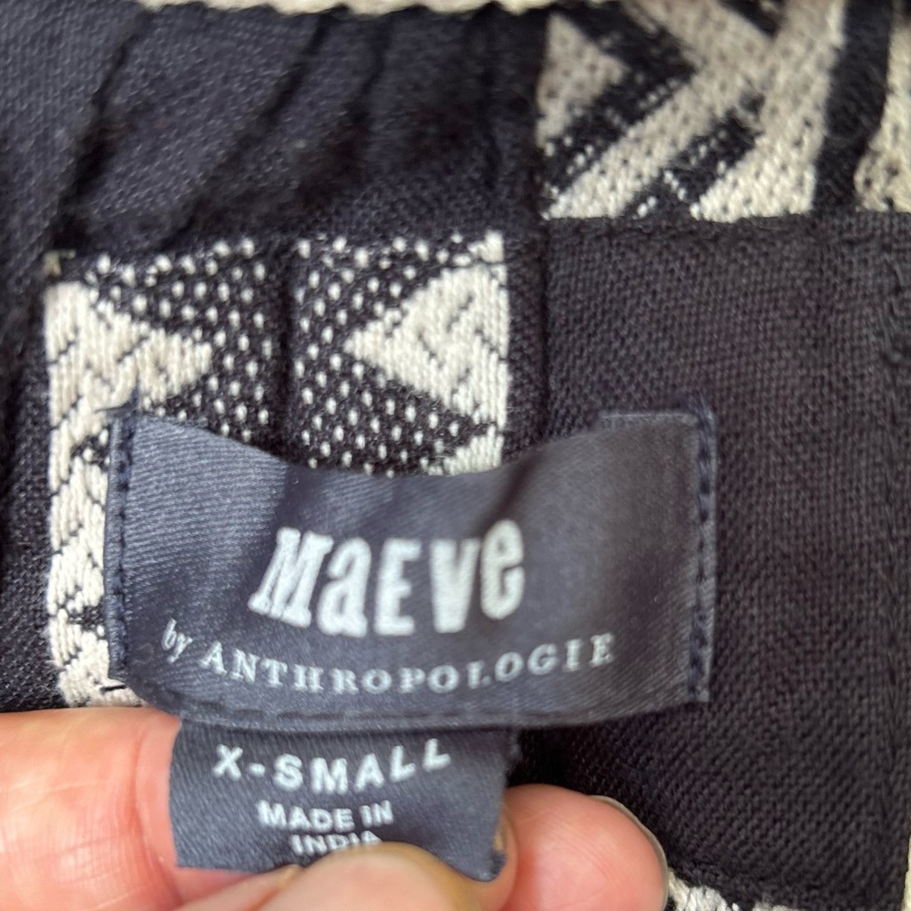 Anthropologie Dominique Tunic Dress Sz XS Maeve Black White Tribal Print - Picture 9 of 10